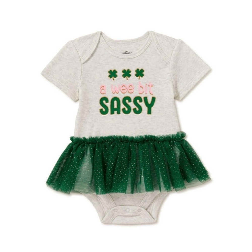 Way To Celebrate Baby Girls St. Patrick's Day Size 0-3 Mo. Tutu Bodysuit NWT
